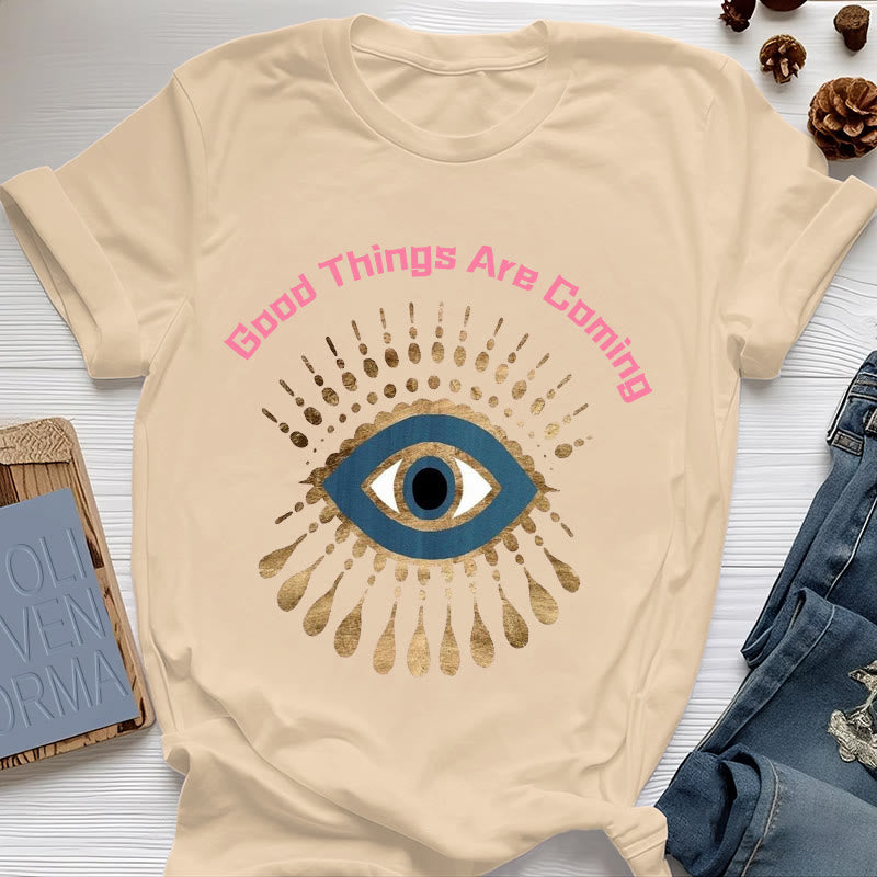T-shirt Olivenorma « LES BONNES CHOSES ARRIVENT » EVIL EYE - Jaune - 2XL - image 12