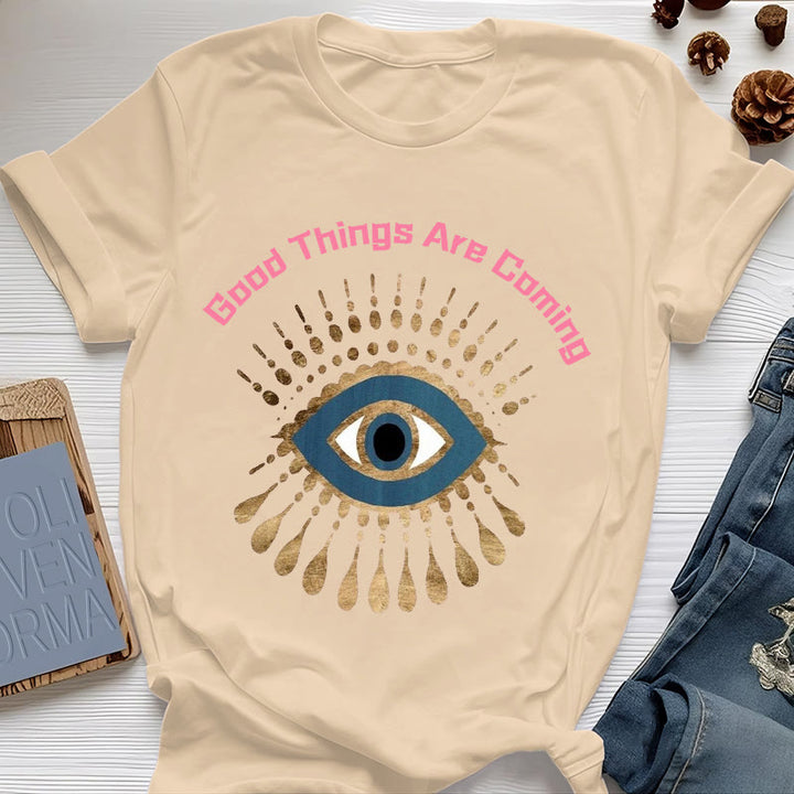 T-shirt Olivenorma « LES BONNES CHOSES ARRIVENT » EVIL EYE - Jaune - 2XL - image 12