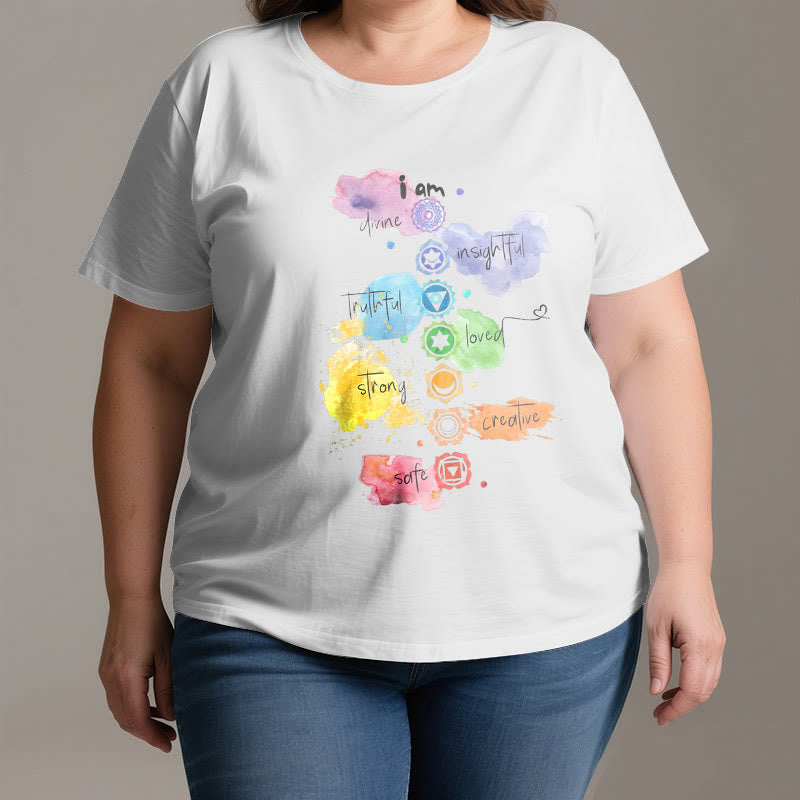 T-shirt de yoga Olivenorma « I AM » avec l'énergie des 7 chakras - image 3