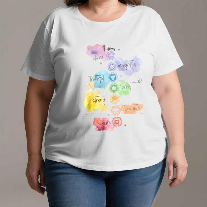 T-shirt de yoga Olivenorma « I AM » avec l'énergie des 7 chakras - image 3