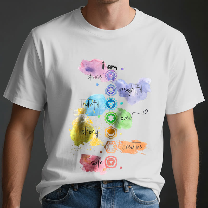 T-shirt de yoga Olivenorma « I AM » avec l'énergie des 7 chakras - image 4