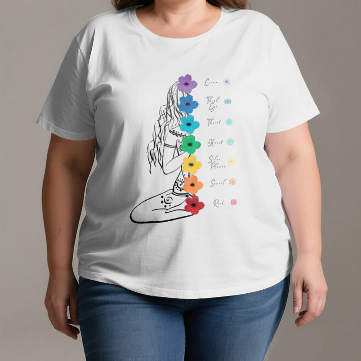 T-shirt Olivenorma Meditation Girl 7 Chakra Flowers - image 3