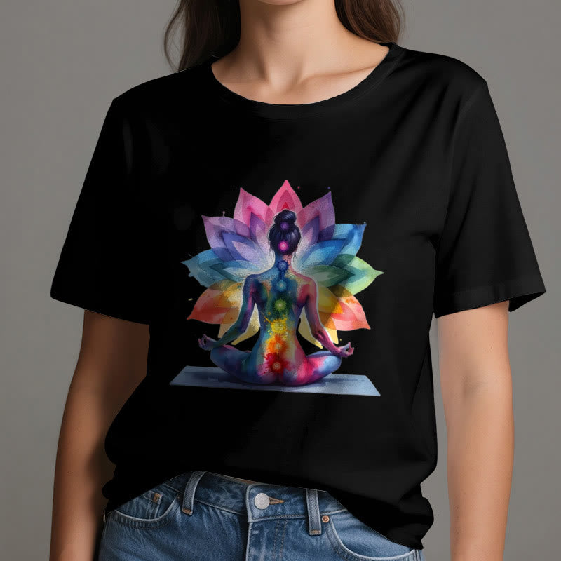 Olivenorma 7 Chakra Méditation Lotus T-Shirt - image 7