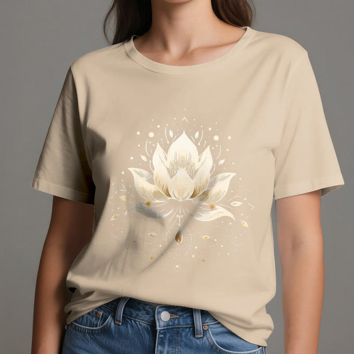 T-shirt en pur coton Olivenorma avec lotus en fleurs - image 11