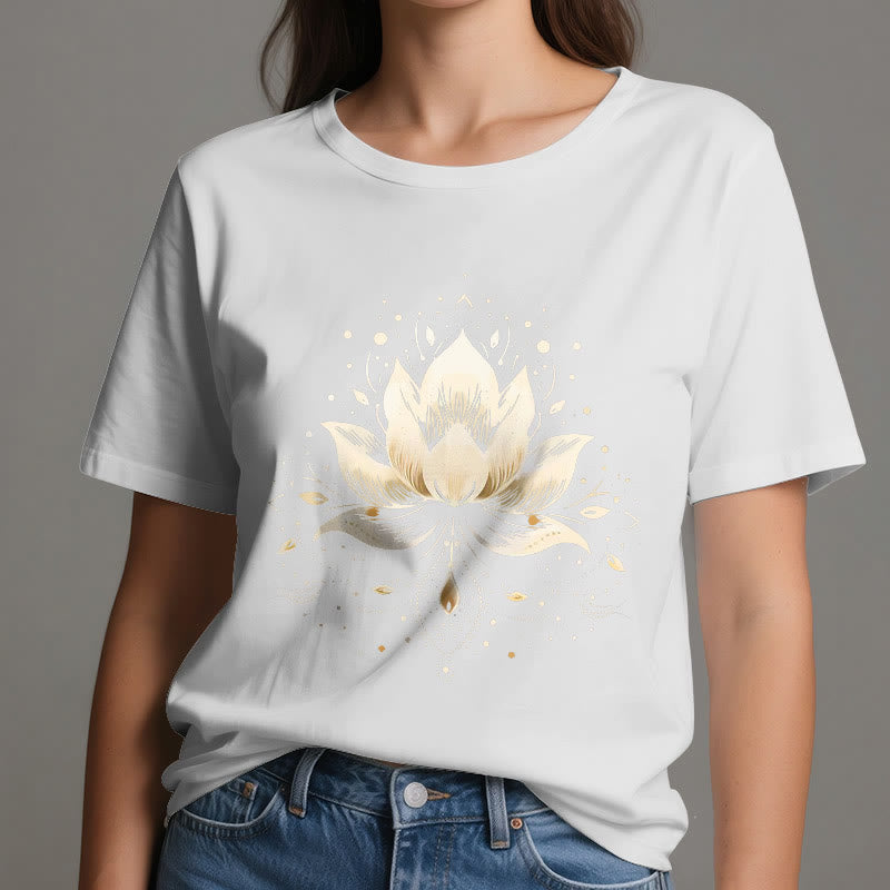 T-shirt en pur coton Olivenorma avec lotus en fleurs - image 7
