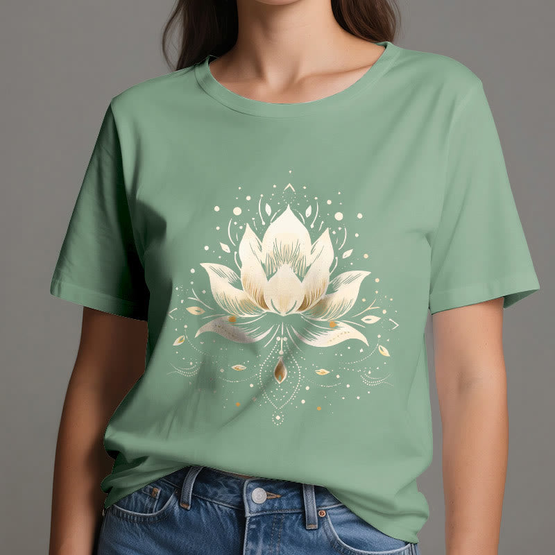 T-shirt en pur coton Olivenorma avec lotus en fleurs - image 19