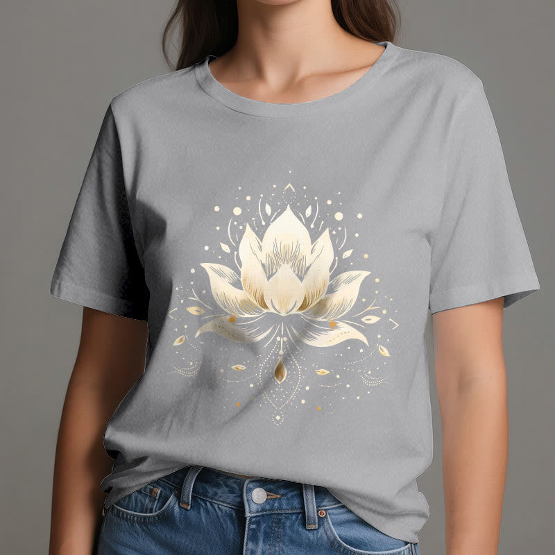 T-shirt en pur coton Olivenorma avec lotus en fleurs - image 9