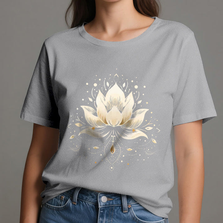 T-shirt en pur coton Olivenorma avec lotus en fleurs - image 9