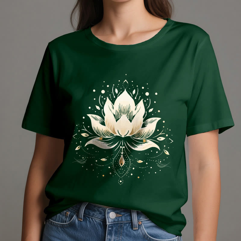 T-shirt en pur coton Olivenorma avec lotus en fleurs - image 21