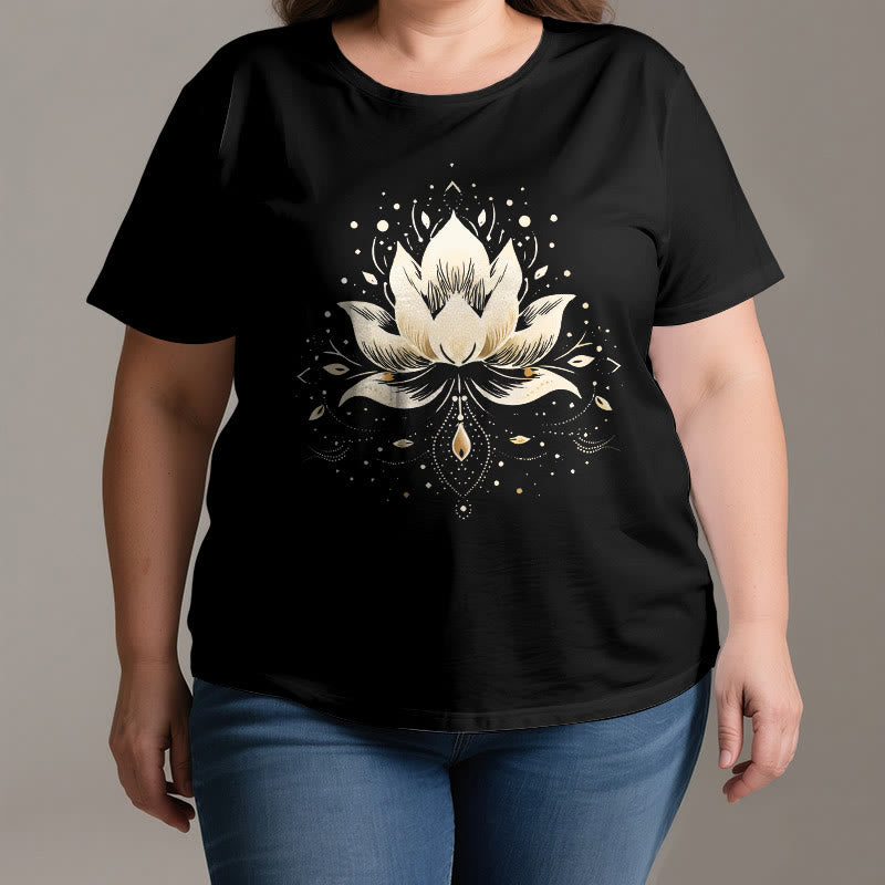 T-shirt en pur coton Olivenorma avec lotus en fleurs - image 3