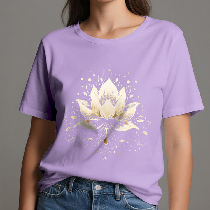 T-shirt en pur coton Olivenorma avec lotus en fleurs - image 17
