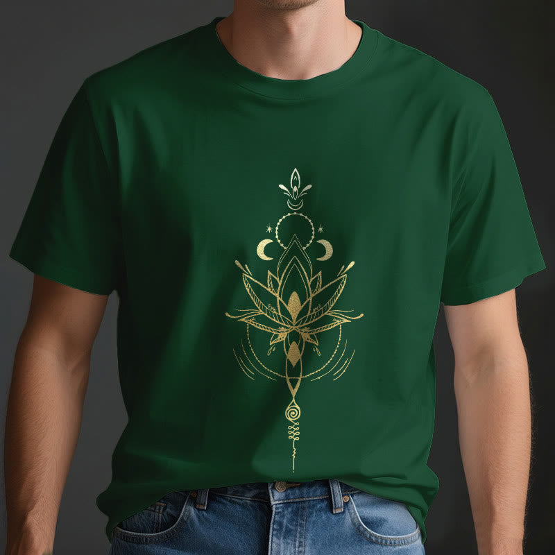 T-shirt en coton Olivenorma avec protection des phases de la lune et du lotus - image 4