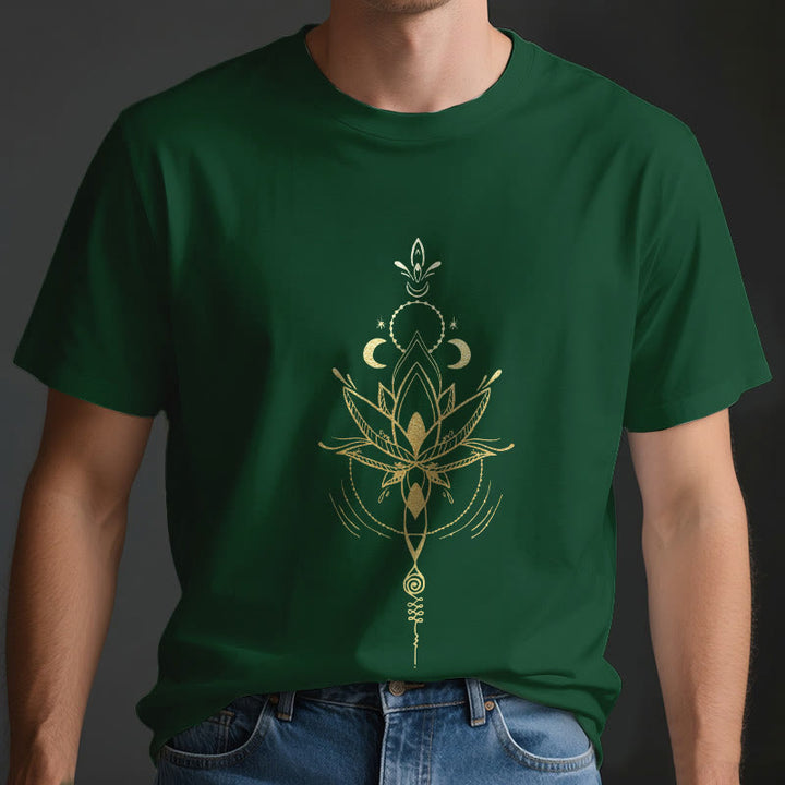 T-shirt en coton Olivenorma avec protection des phases de la lune et du lotus - image 4