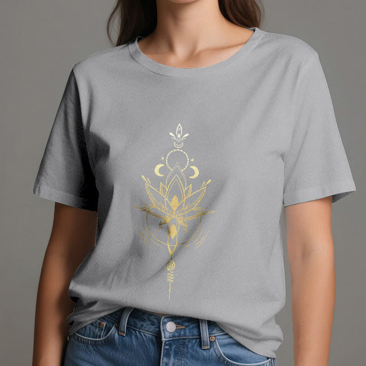 T-shirt en coton Olivenorma avec protection des phases de la lune et du lotus - image 11
