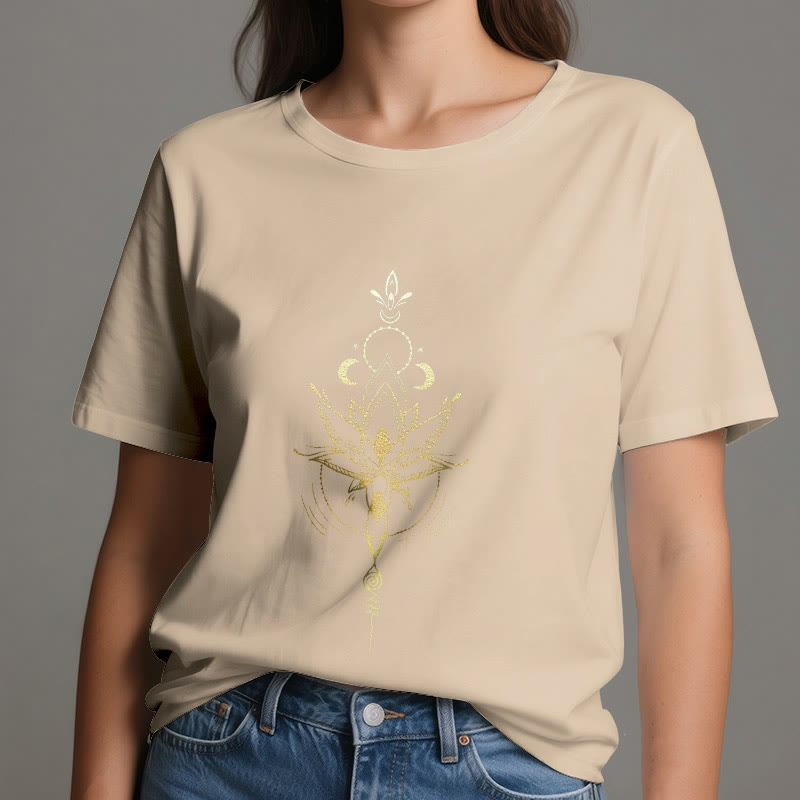 T-shirt en coton Olivenorma avec protection des phases de la lune et du lotus - image 13