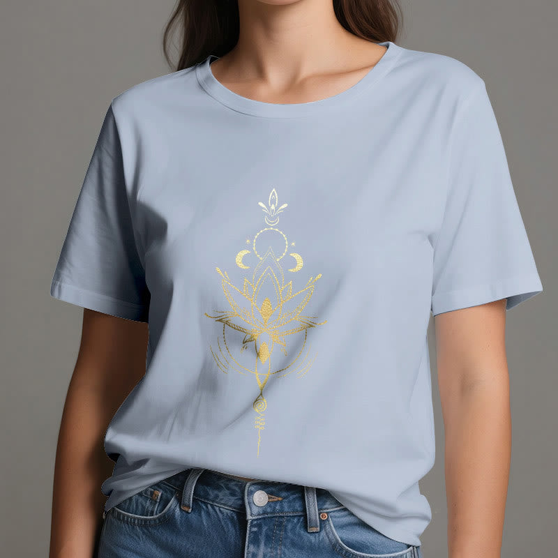 T-shirt en coton Olivenorma avec protection des phases de la lune et du lotus - image 15