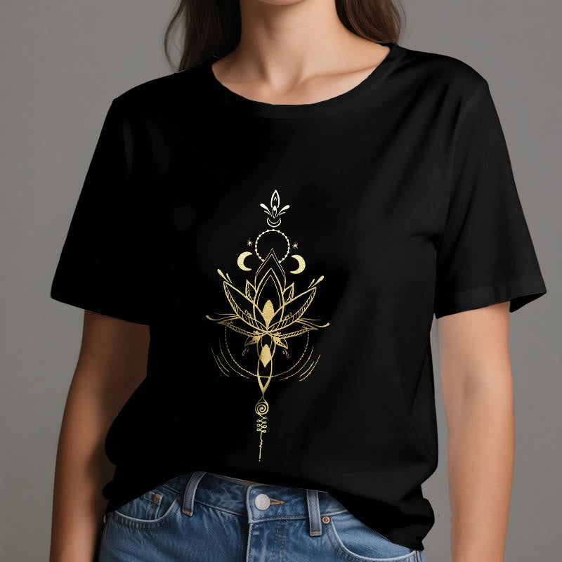 T-shirt en coton Olivenorma avec protection des phases de la lune et du lotus - image 9