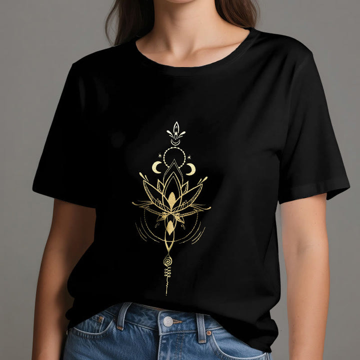 T-shirt en coton Olivenorma avec protection des phases de la lune et du lotus - image 9
