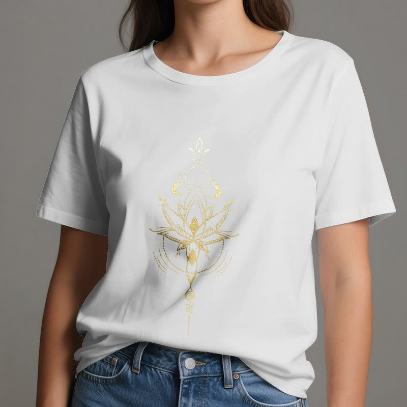 T-shirt en coton Olivenorma avec protection des phases de la lune et du lotus - image 7