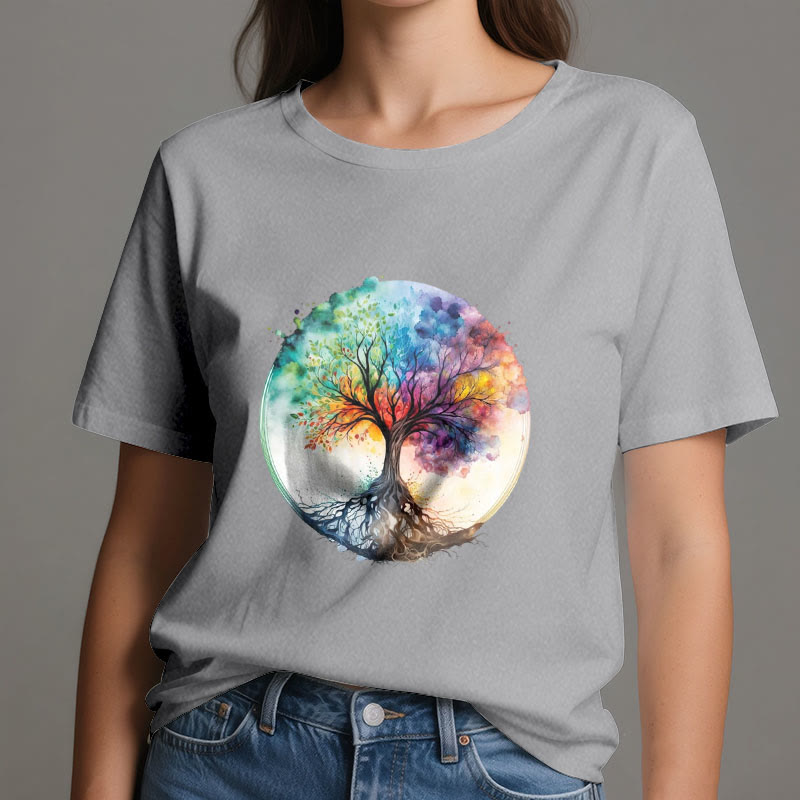 T-shirt en coton spirituel Olivenorma Rainbow Tree of Life - image 9