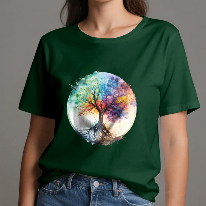 T-shirt en coton spirituel Olivenorma Rainbow Tree of Life - image 21