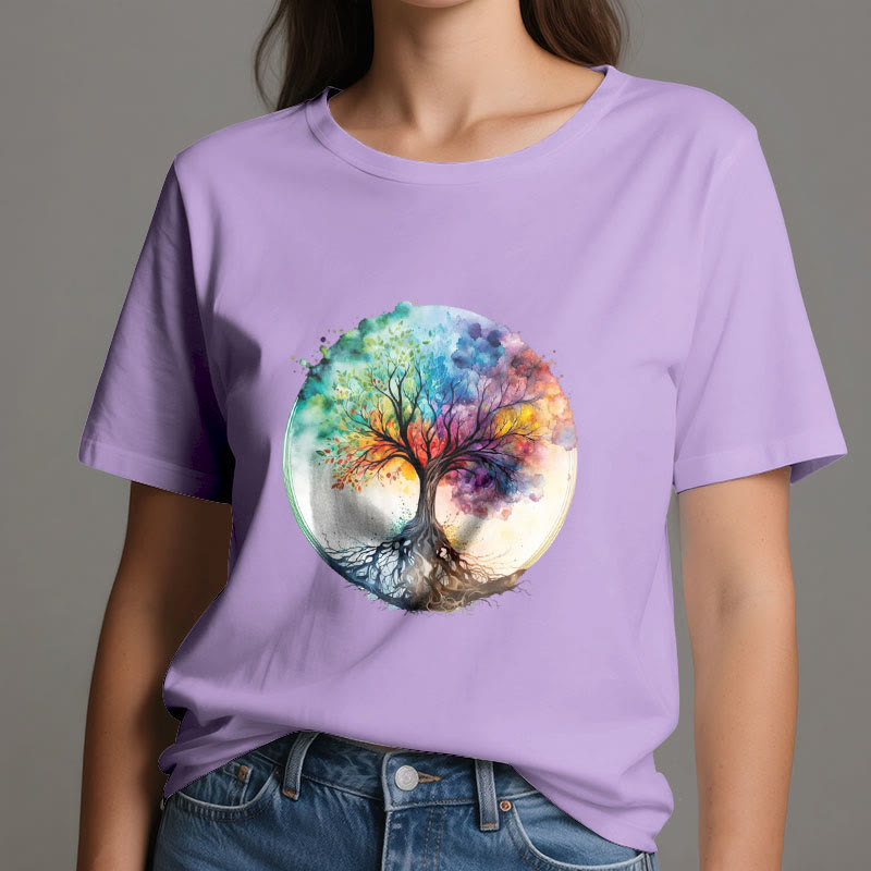 T-shirt en coton spirituel Olivenorma Rainbow Tree of Life - image 17