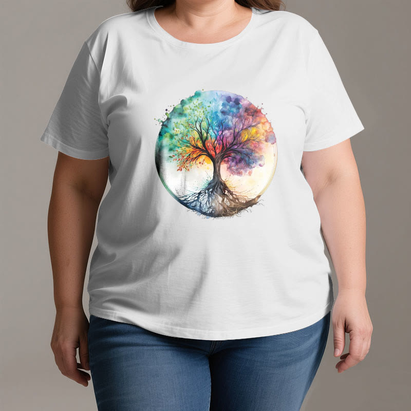T-shirt en coton spirituel Olivenorma Rainbow Tree of Life - image 3