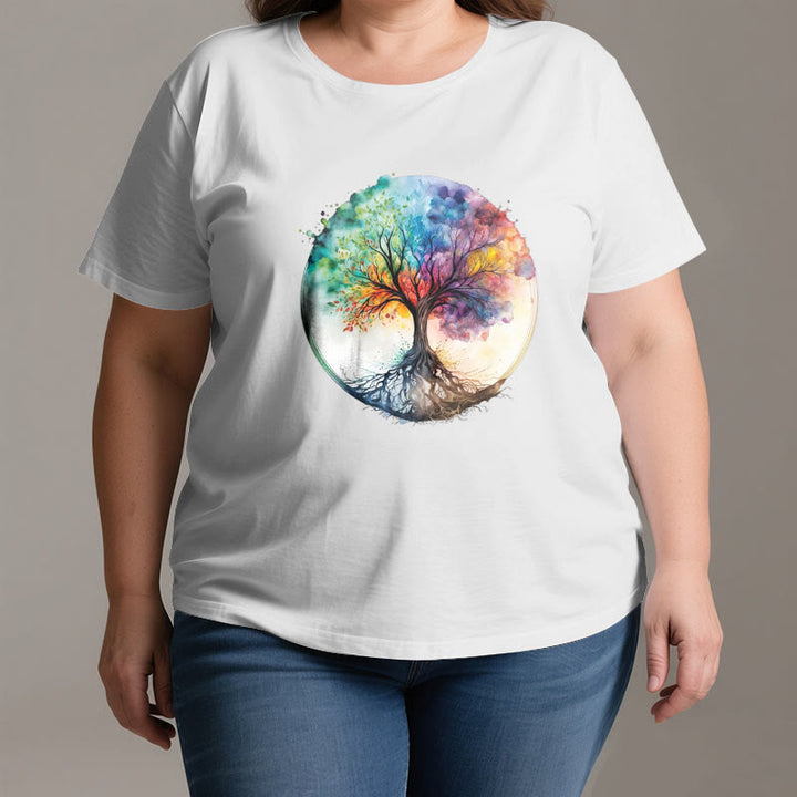 T-shirt en coton spirituel Olivenorma Rainbow Tree of Life - image 3