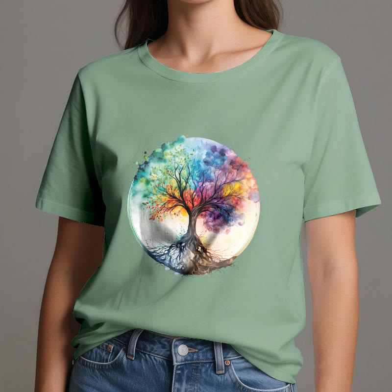 T-shirt en coton spirituel Olivenorma Rainbow Tree of Life - image 19
