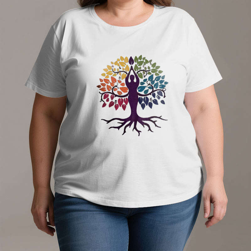 T-shirt en coton Olivenorma Yoga Tree Spiritual - image 3