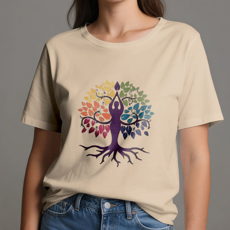T-shirt en coton Olivenorma Yoga Tree Spiritual - image 11