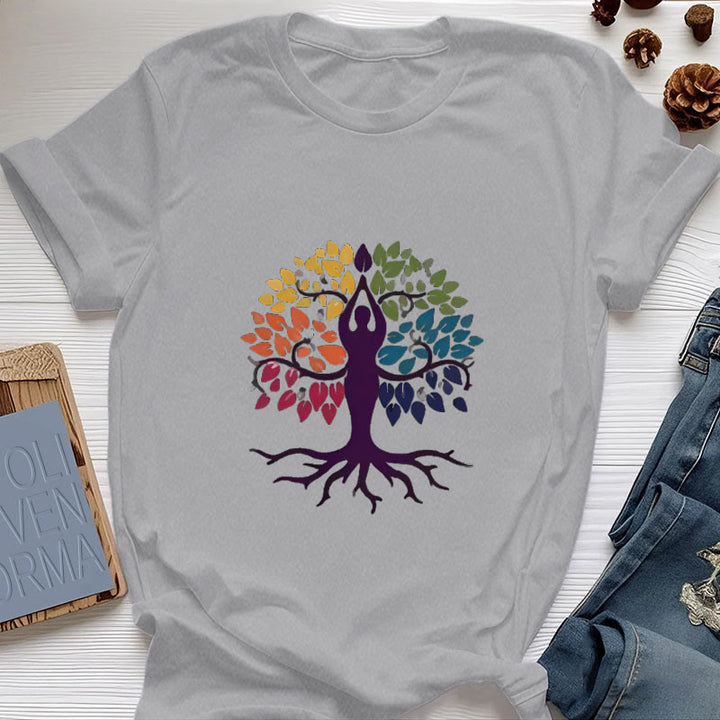 T-shirt en coton Olivenorma Yoga Tree Spiritual - Gris - 2XL - image 8