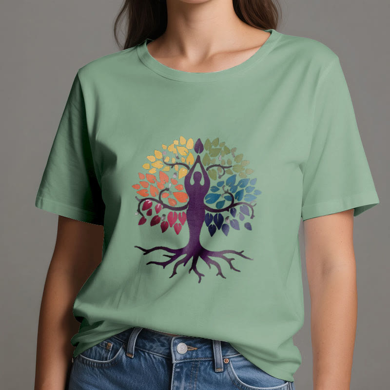 T-shirt en coton Olivenorma Yoga Tree Spiritual - image 19
