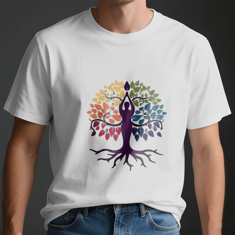 T-shirt en coton Olivenorma Yoga Tree Spiritual - image 4