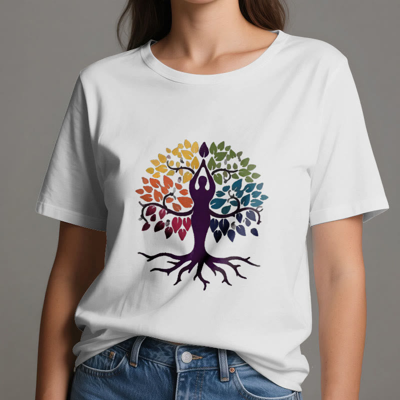 T-shirt en coton Olivenorma Yoga Tree Spiritual - image 2