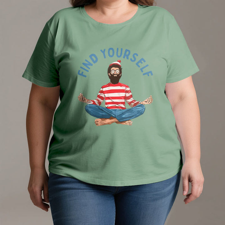 T-shirt en coton Olivenorma « FIND YOURSELF » avec inscription « Méditation spirituelle » - image 3