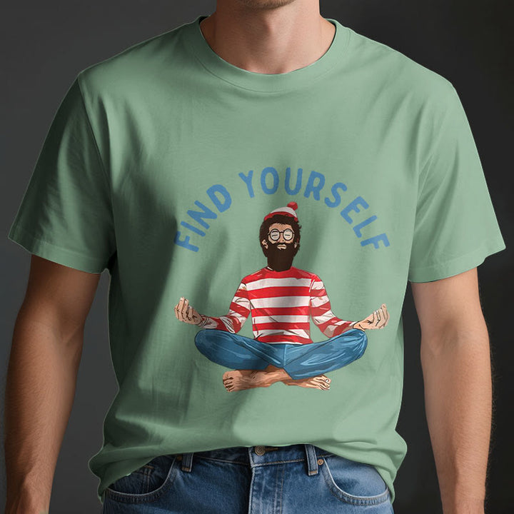 T-shirt en coton Olivenorma « FIND YOURSELF » avec inscription « Méditation spirituelle » - image 4