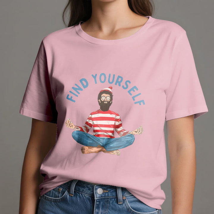 T-shirt en coton Olivenorma « FIND YOURSELF » avec inscription « Méditation spirituelle » - image 17