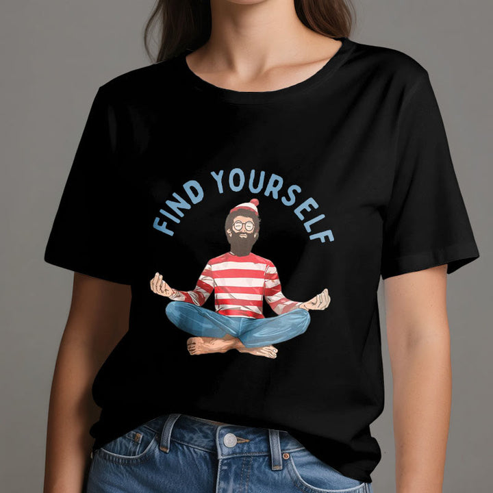 T-shirt en coton Olivenorma « FIND YOURSELF » avec inscription « Méditation spirituelle » - image 9