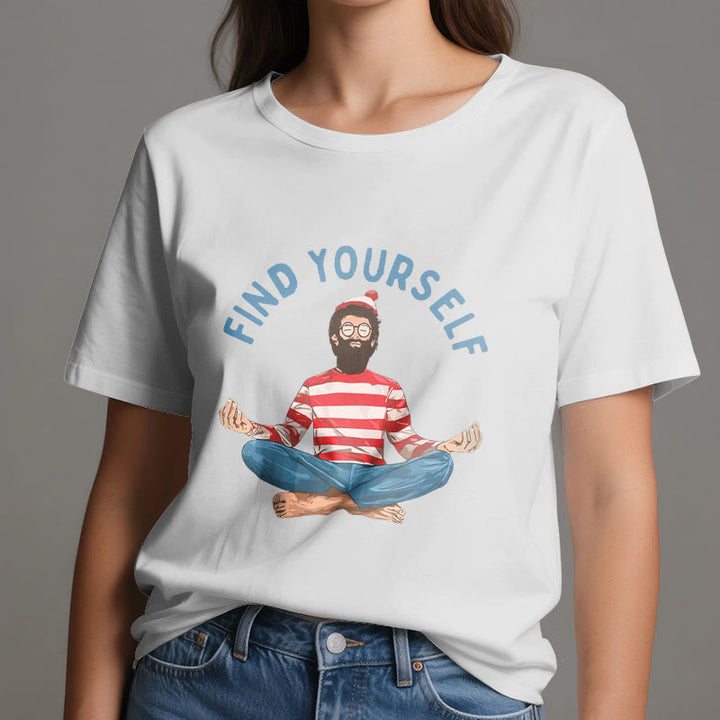 T-shirt en coton Olivenorma « FIND YOURSELF » avec inscription « Méditation spirituelle » - image 7