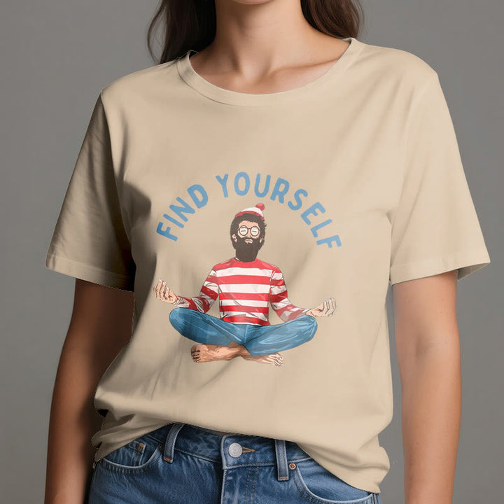 T-shirt en coton Olivenorma « FIND YOURSELF » avec inscription « Méditation spirituelle » - image 13