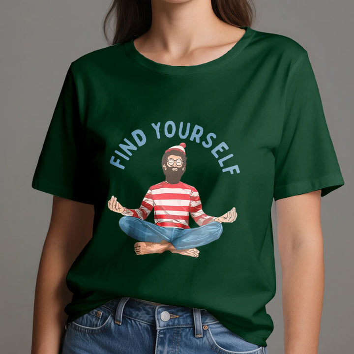T-shirt en coton Olivenorma « FIND YOURSELF » avec inscription « Méditation spirituelle » - image 21