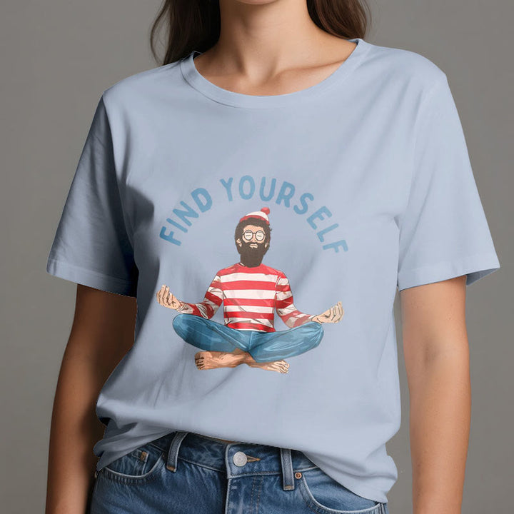 T-shirt en coton Olivenorma « FIND YOURSELF » avec inscription « Méditation spirituelle » - image 15