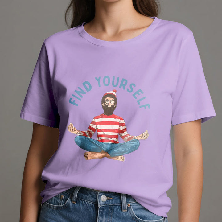 T-shirt en coton Olivenorma « FIND YOURSELF » avec inscription « Méditation spirituelle » - image 19