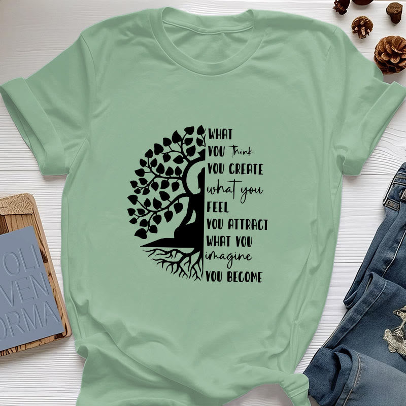 T-shirt en coton Olivenorma Arbre de vie Yoga Méditation - Vert clair - 2XL - image 1