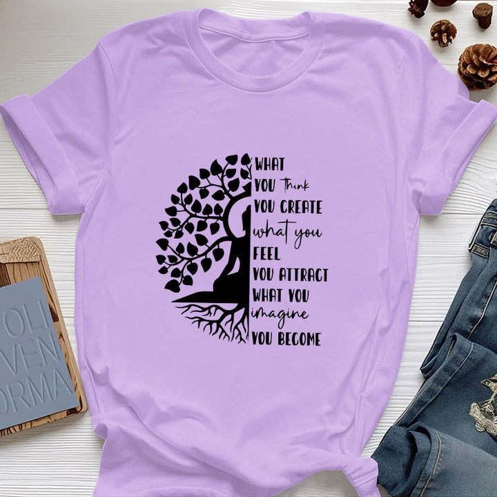T-shirt en coton Olivenorma Arbre de vie Yoga Méditation - Violet - 2XL - image 18