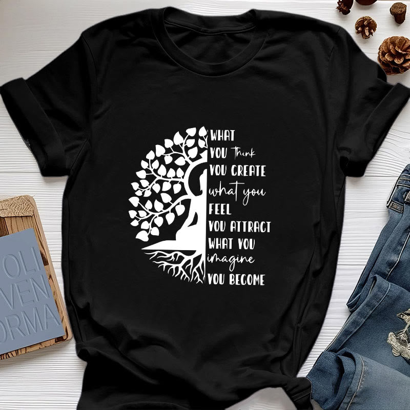 T-shirt en coton Olivenorma Arbre de vie Yoga Méditation - Noir - 2XL - image 8