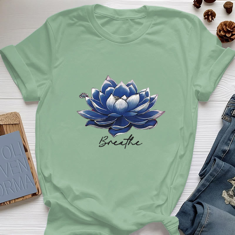 T-shirt spirituel Olivenorma « BREATHE » Lotus Yoga Apparel - Vert clair - 2XL - image 18