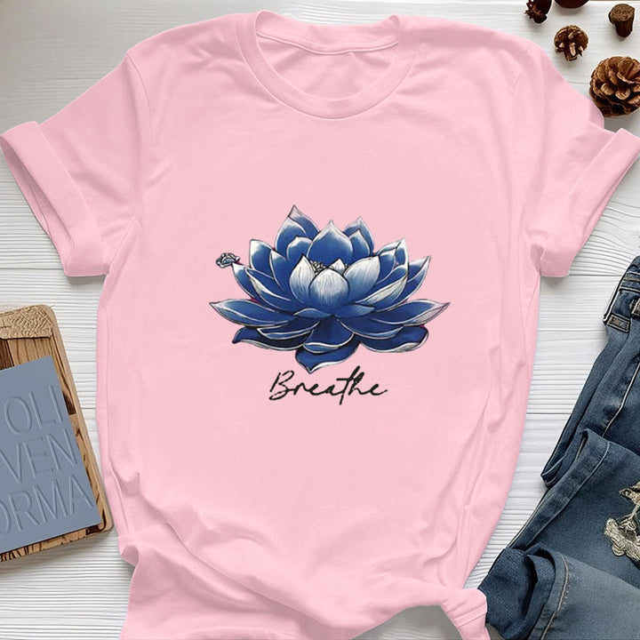 T-shirt spirituel Olivenorma « BREATHE » Lotus Yoga Apparel - Rose - 2XL - image 14
