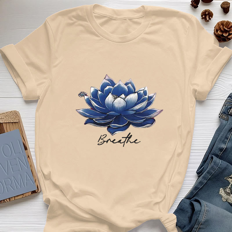T-shirt spirituel Olivenorma « BREATHE » Lotus Yoga Apparel - Jaune - 2XL - image 1